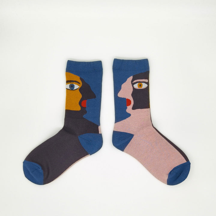 Abstract Art Brown Socks - Made With Cotton For Softness And Comfort - Company U - #tag1# - #tag2# - #tag3#