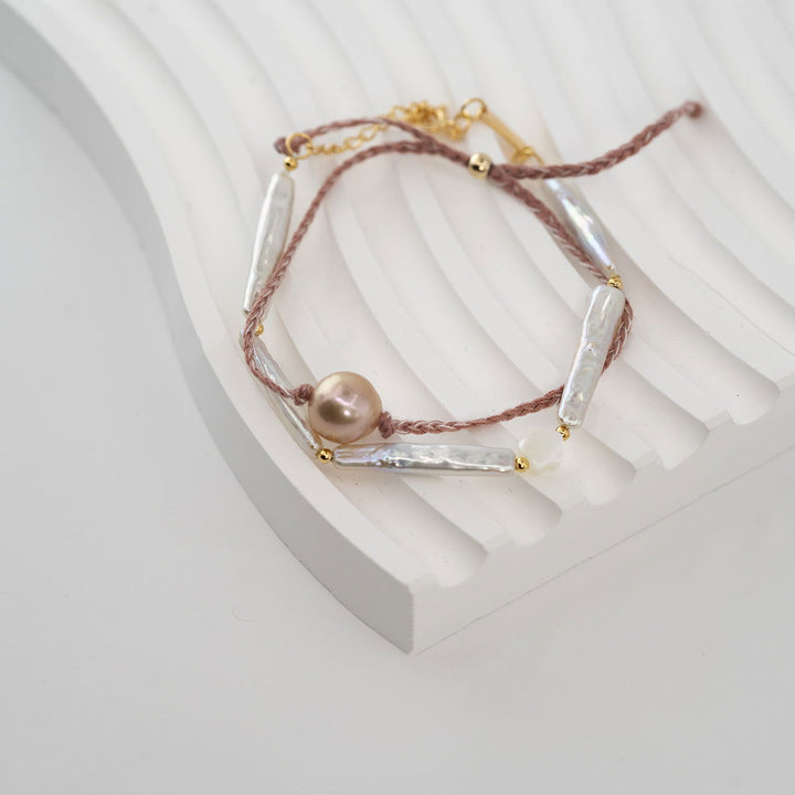 Baroque Pearl Bracelet - Double-Layer Braided - Company U - #tag1# - #tag2# - #tag3#