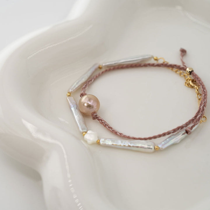 Baroque Pearl Bracelet - Double-Layer Braided - Company U - #tag1# - #tag2# - #tag3#