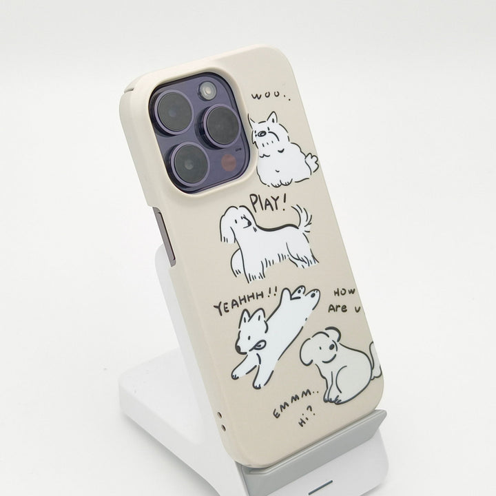Beige Graffiti Puppy Film Phone Case for iPhone - Company U - #tag1# - #tag2# - #tag3#