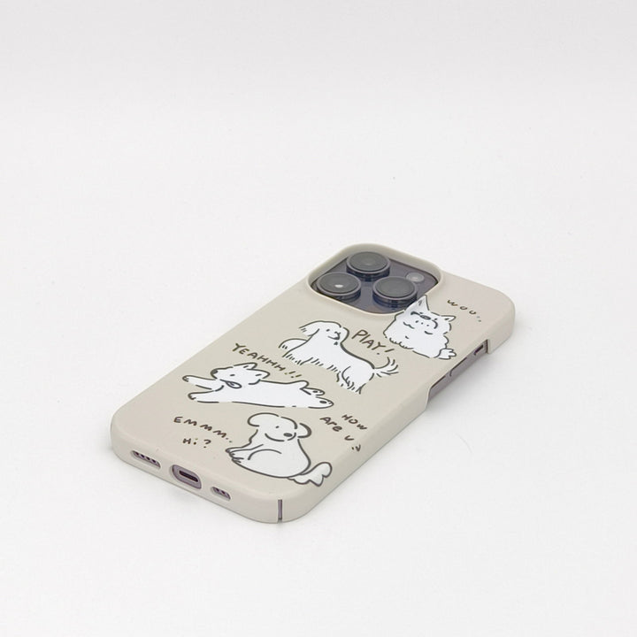 Beige Graffiti Puppy Film Phone Case for iPhone - Company U - #tag1# - #tag2# - #tag3#