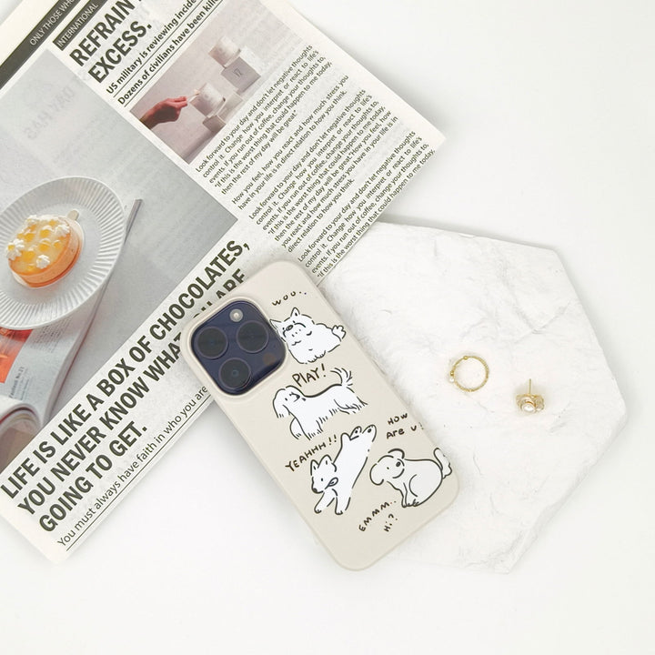 Beige Graffiti Puppy Film Phone Case for iPhone - Company U - #tag1# - #tag2# - #tag3#