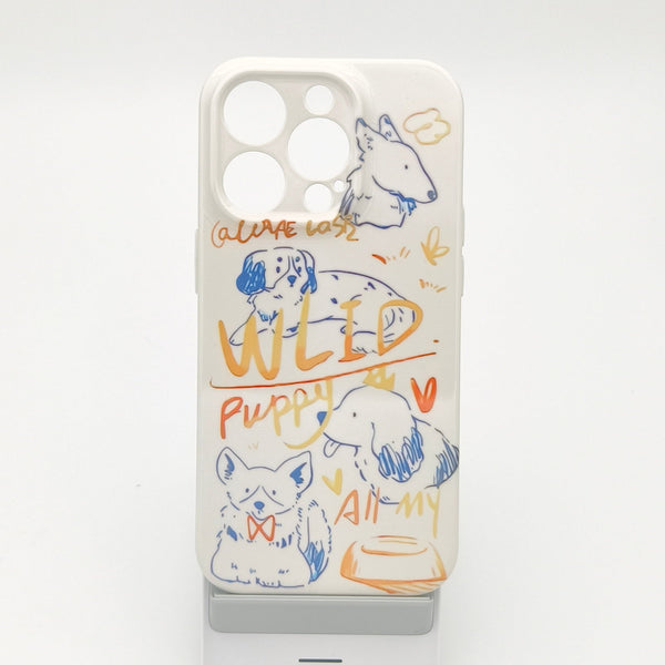 Blue-Orange Graffiti Puppy Film Phone Case for iPhone - Company U - #tag1# - #tag2# - #tag3#