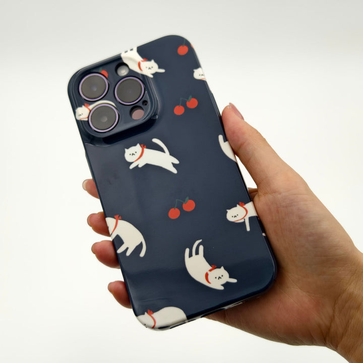 Cat with Cherries Film Phone Case for iPhone - Company U - #tag1# - #tag2# - #tag3#
