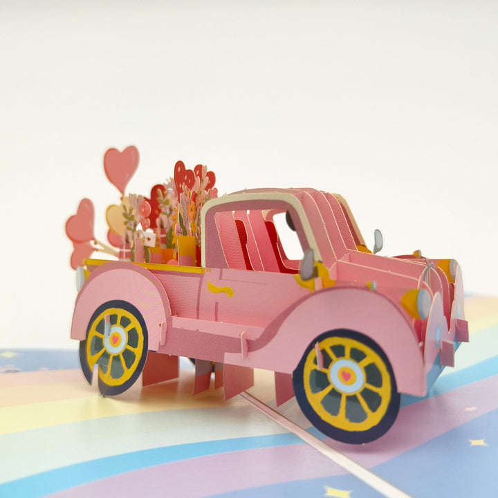Company U Premium 3D Pop-Up Paper Sculpture Greeting Card - Pink Car - Company U - #tag1# - #tag2# - #tag3#