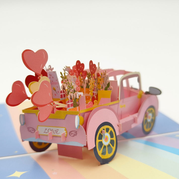 Company U Premium 3D Pop-Up Paper Sculpture Greeting Card - Pink Car - Company U - #tag1# - #tag2# - #tag3#