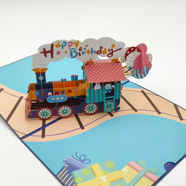 Company U Premium 3D Pop-Up Paper Sculpture Greeting Card - Train - Company U - #tag1# - #tag2# - #tag3#