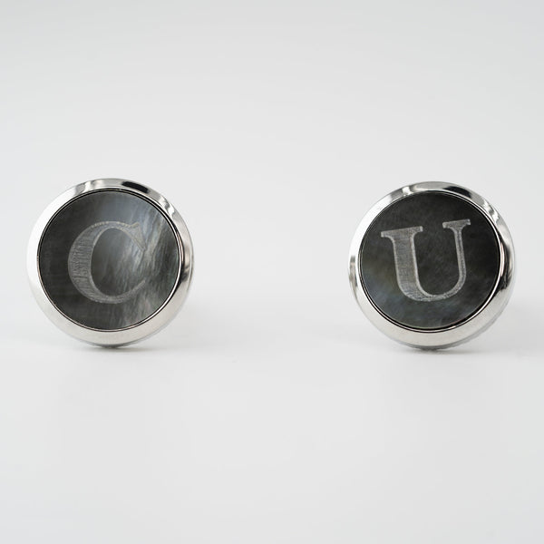 Custom Mother-of-Pearl Initial Cufflinks for Men - Company U - #tag1# - #tag2# - #tag3#