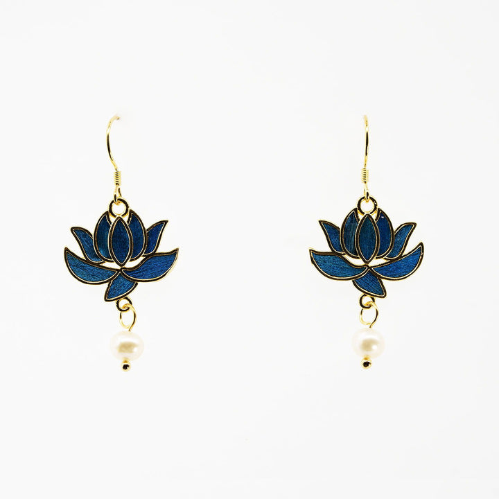 Diancui Lotus Earrings - Silver, Gild & Pearls - Company U - #tag1# - #tag2# - #tag3#
