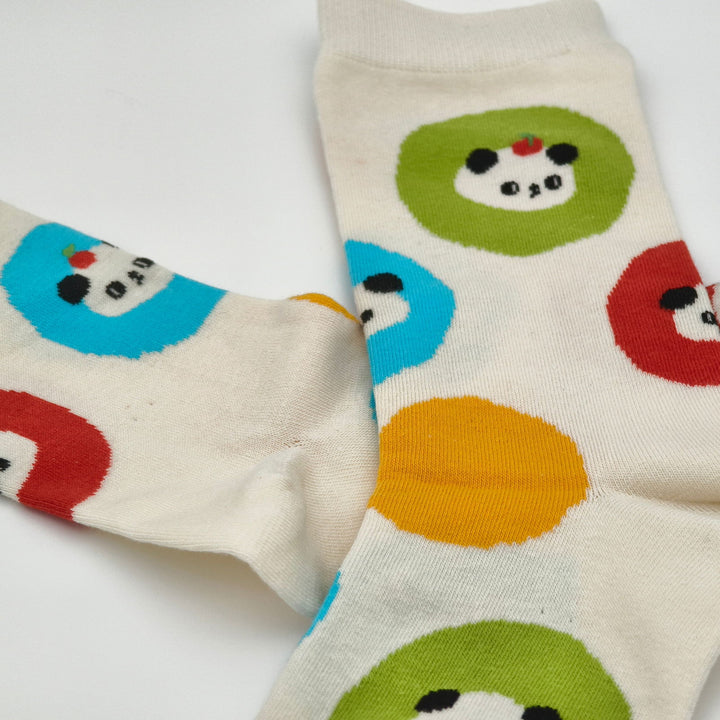 Dotted Panda Crew Socks - Made With Cotton For Softness And Comfort - Company U - #tag1# - #tag2# - #tag3#
