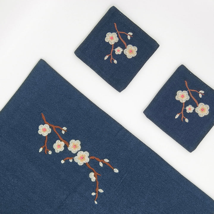 Elegant Oriental Aesthetic: Plum Blossom Embroidery Cup Mat - Company U - #tag1# - #tag2# - #tag3#