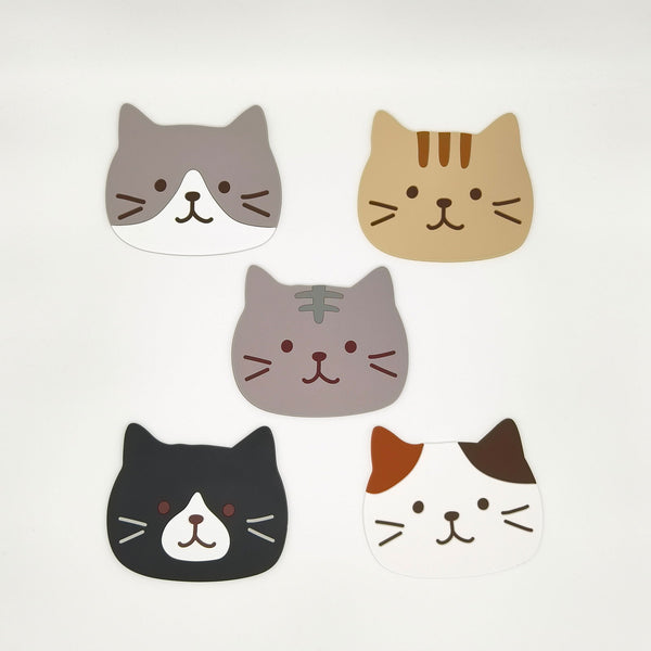 Japanese Cute Kitty Cartoon Silicone Cup Coaster with Anti-Slip Base - Company U - #tag1# - #tag2# - #tag3#
