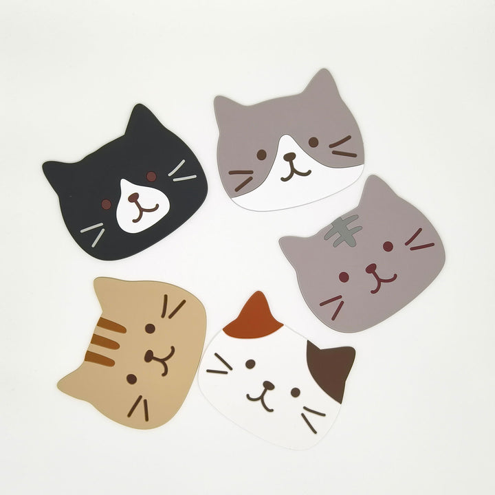 Japanese Cute Kitty Cartoon Silicone Cup Coaster with Anti-Slip Base - Company U - #tag1# - #tag2# - #tag3#