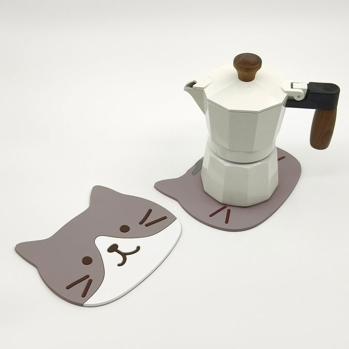 Japanese Cute Kitty Cartoon Silicone Cup Coaster with Anti-Slip Base - Company U - #tag1# - #tag2# - #tag3#