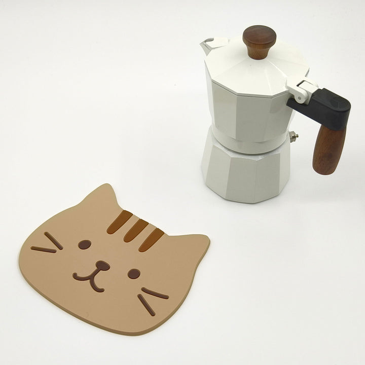 Japanese Cute Kitty Cartoon Silicone Cup Coaster with Anti-Slip Base - Company U - #tag1# - #tag2# - #tag3#
