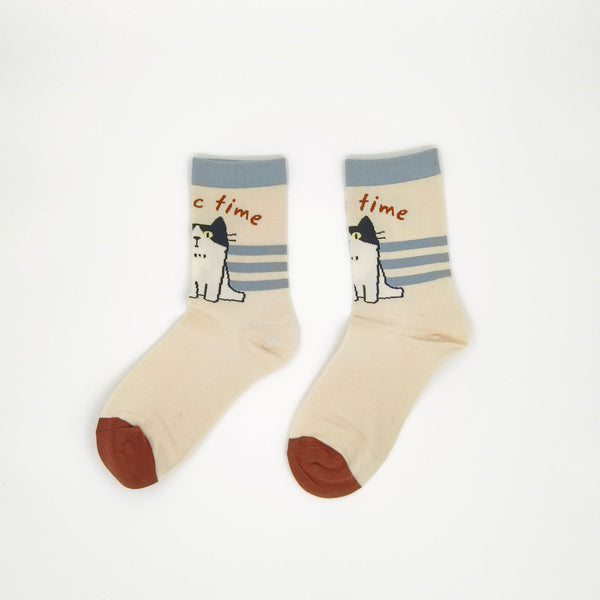 Purrfect Picnic Kitty Socks - Made With Cotton For Softness And Comfort - Company U - #tag1# - #tag2# - #tag3#