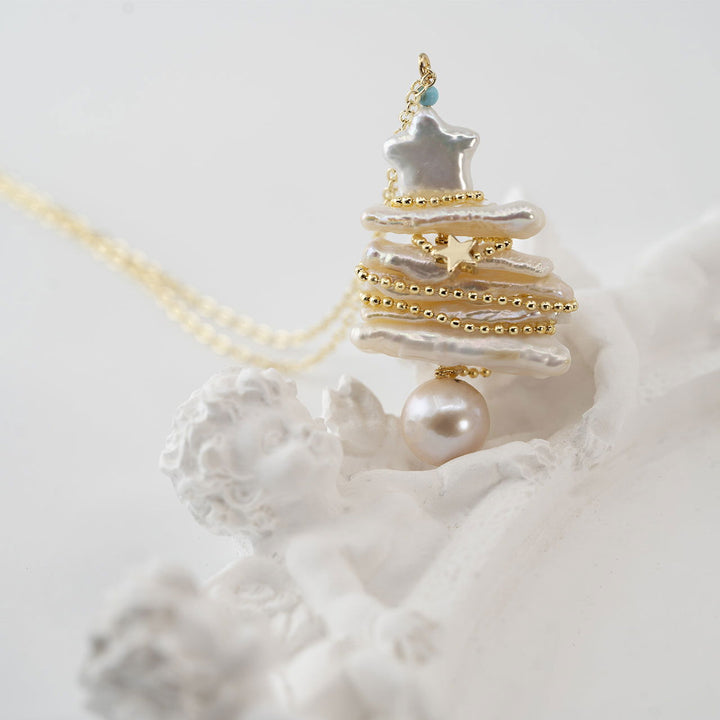White Christmas - Christmas Tree Baroque Pearls Necklace - Company U - #tag1# - #tag2# - #tag3#